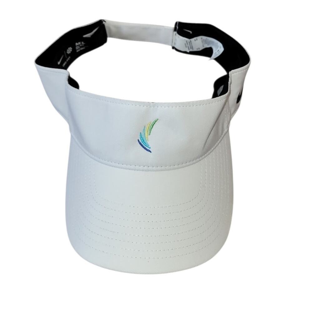 NWT Nike Dri Fit Golfcore Visor M L White Embroidered Logo Athletic Athleisure